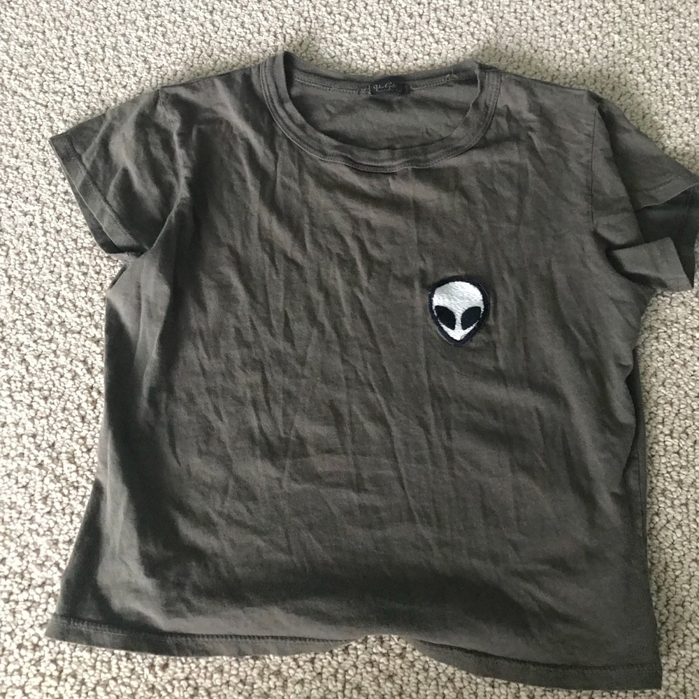 Army green alien logo tee